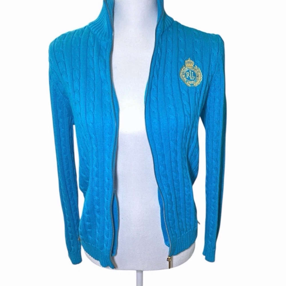 Ralph Lauren Blue Cable Knit Cardigan